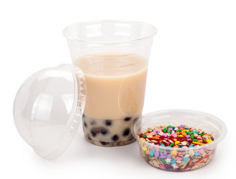 Golden Apple Cup series, 16oz Clear Plastic cups +4oz insert with Dome lids No hole 50sets, ï¼ˆ50cups +50insert + 50 Dome lidsï¼‰ - Image 2